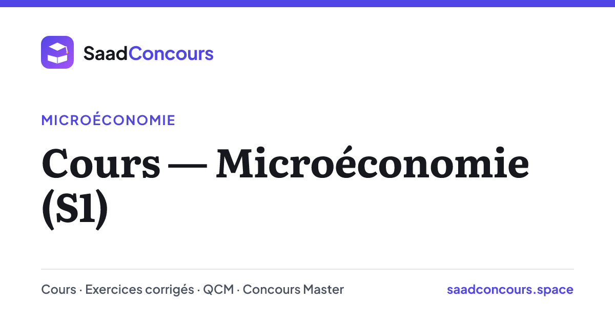 Microéconomie — Cours S1 FSJES par chapitre