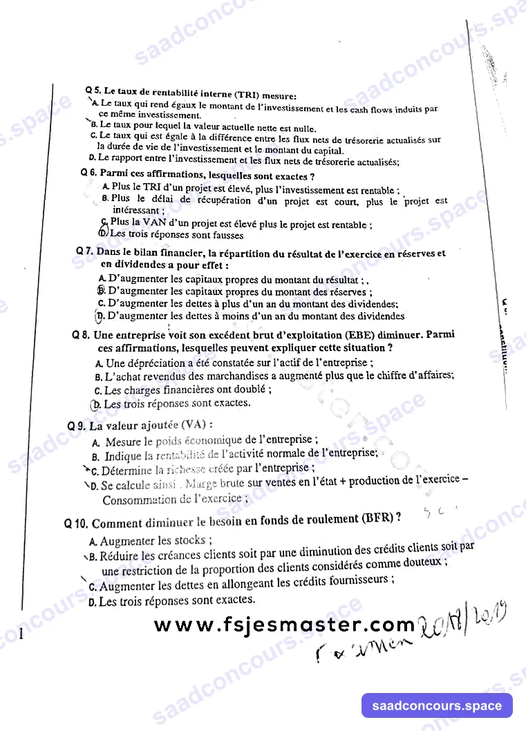 Extrait scanné — FSJES Agadir (Ibn Zohr) 2018