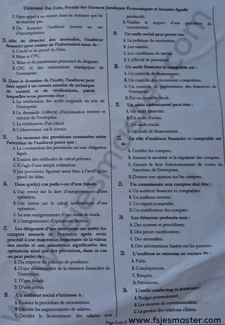 Extrait scanné — FSJES Agadir (Ibn Zohr) 2022