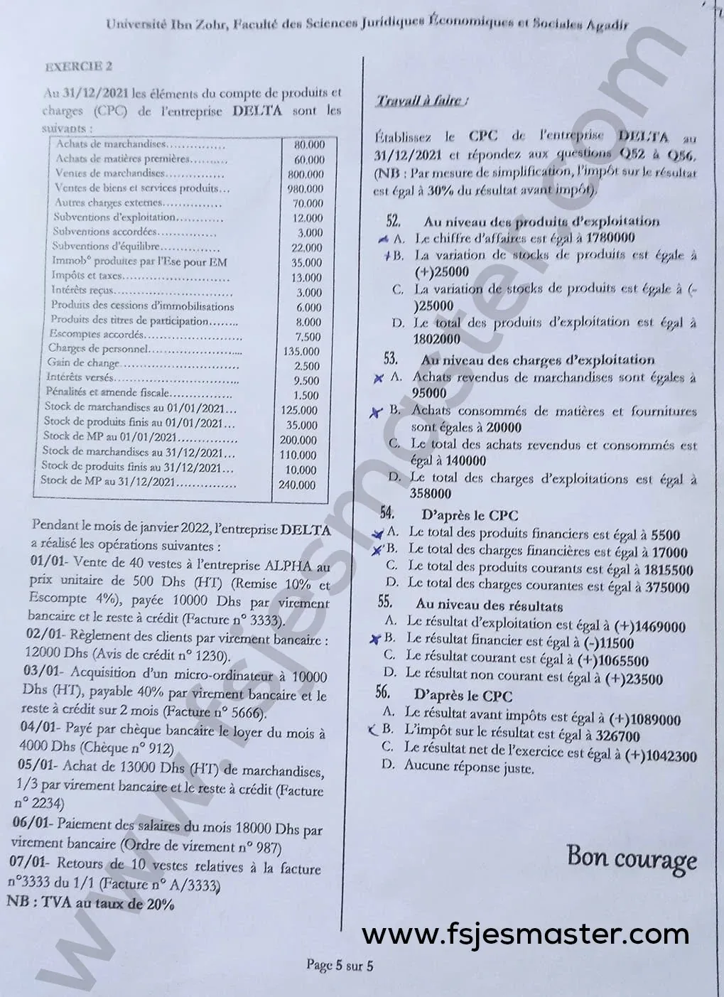 Extrait scanné — FSJES Agadir (Ibn Zohr) 2022