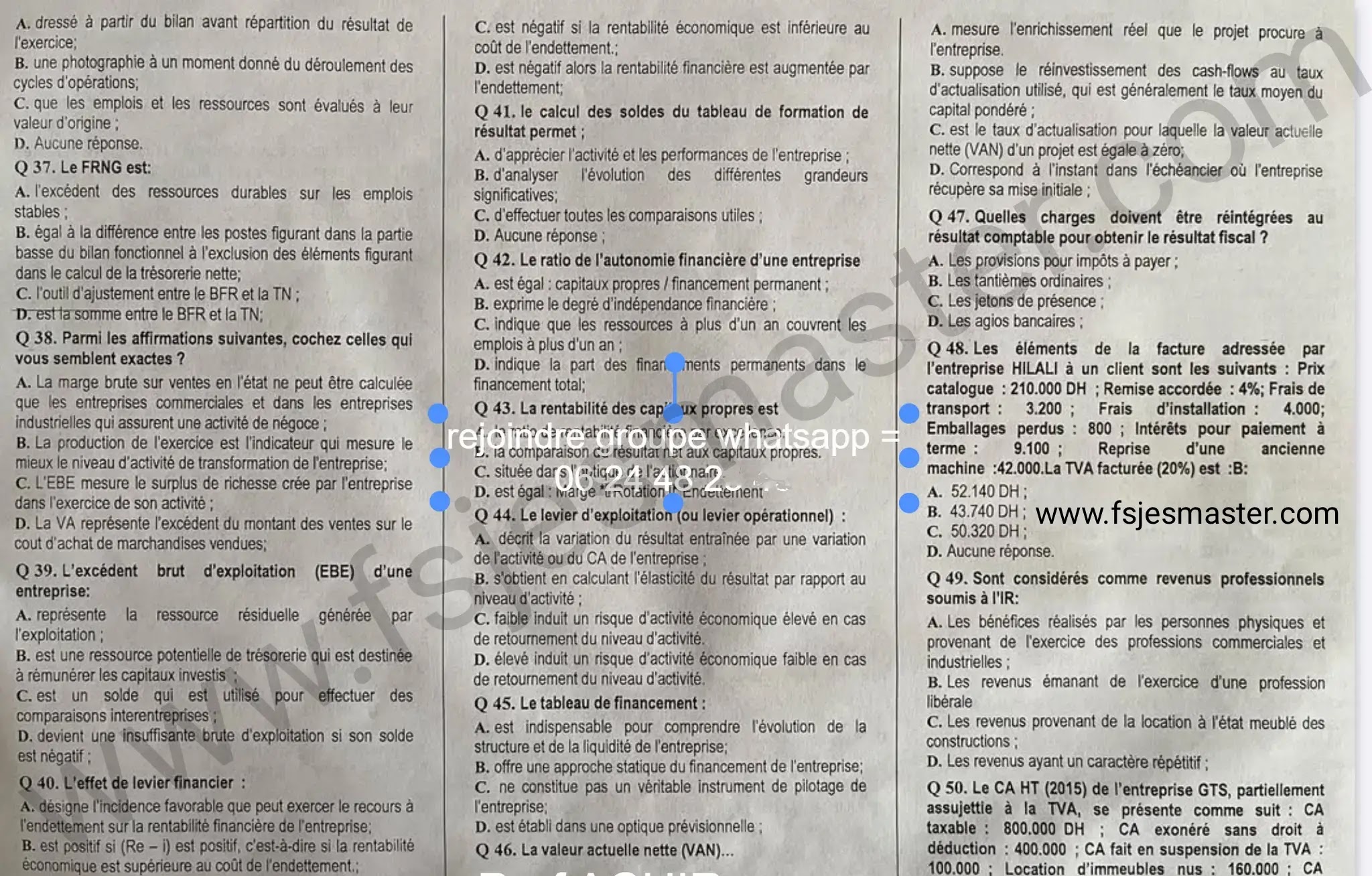 Extrait scanné — FSJES Agadir 2024
