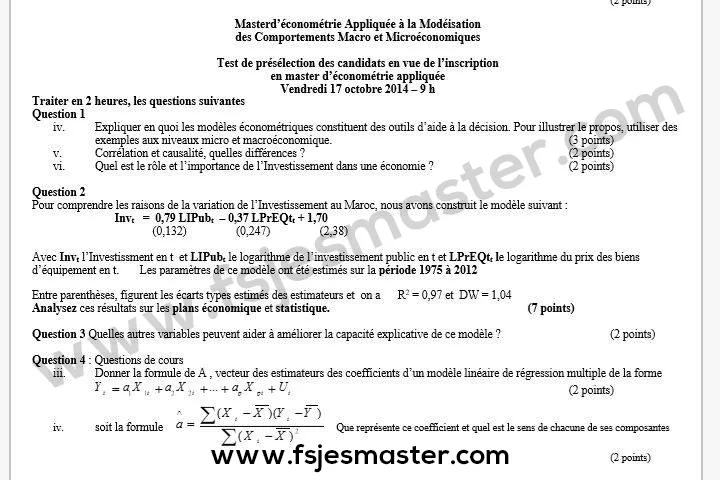 Extrait scanné — FSJES Casablanca Ain Chock 2014