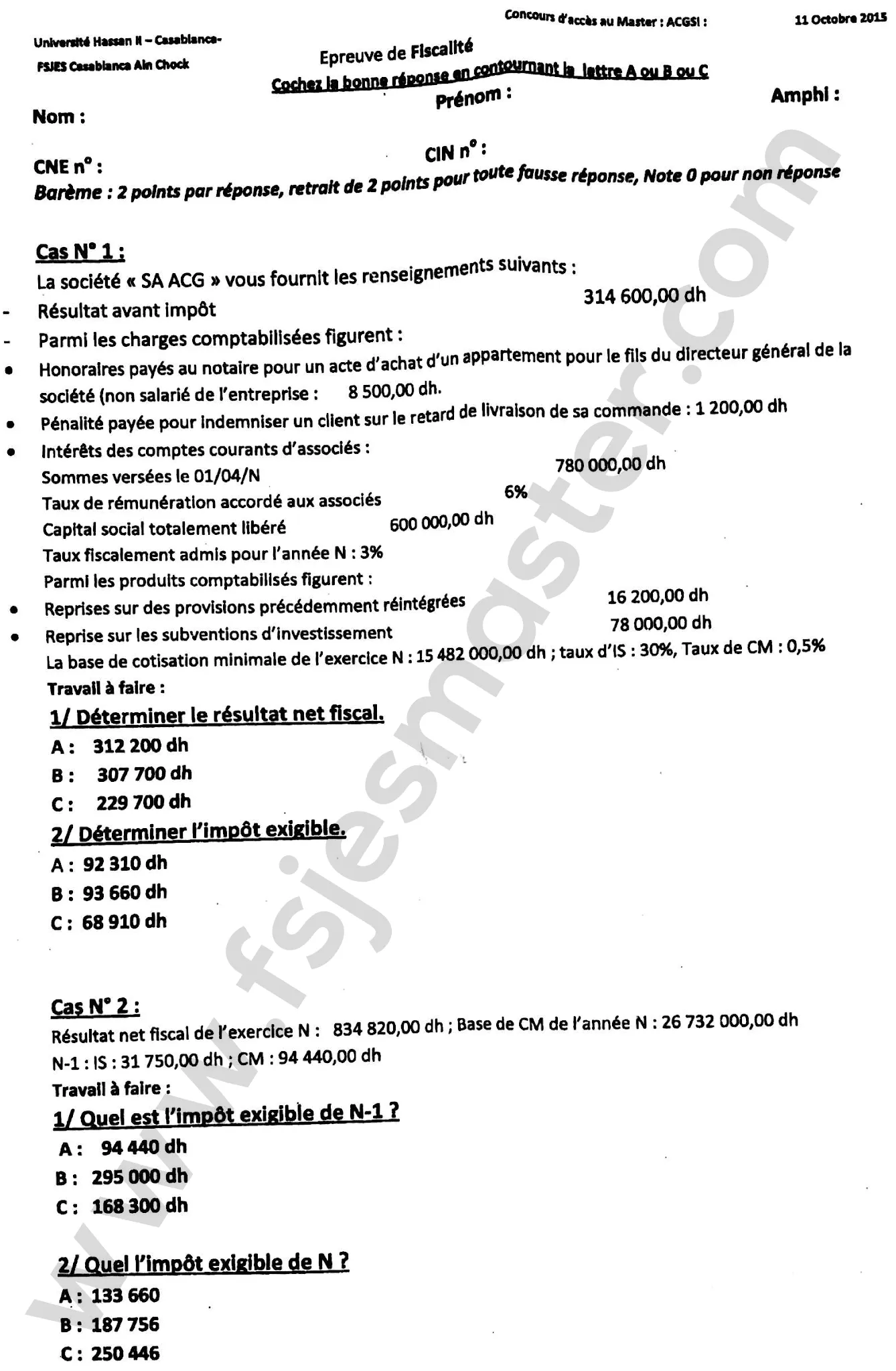 Extrait scanné — FSJES Ain Chock 2015