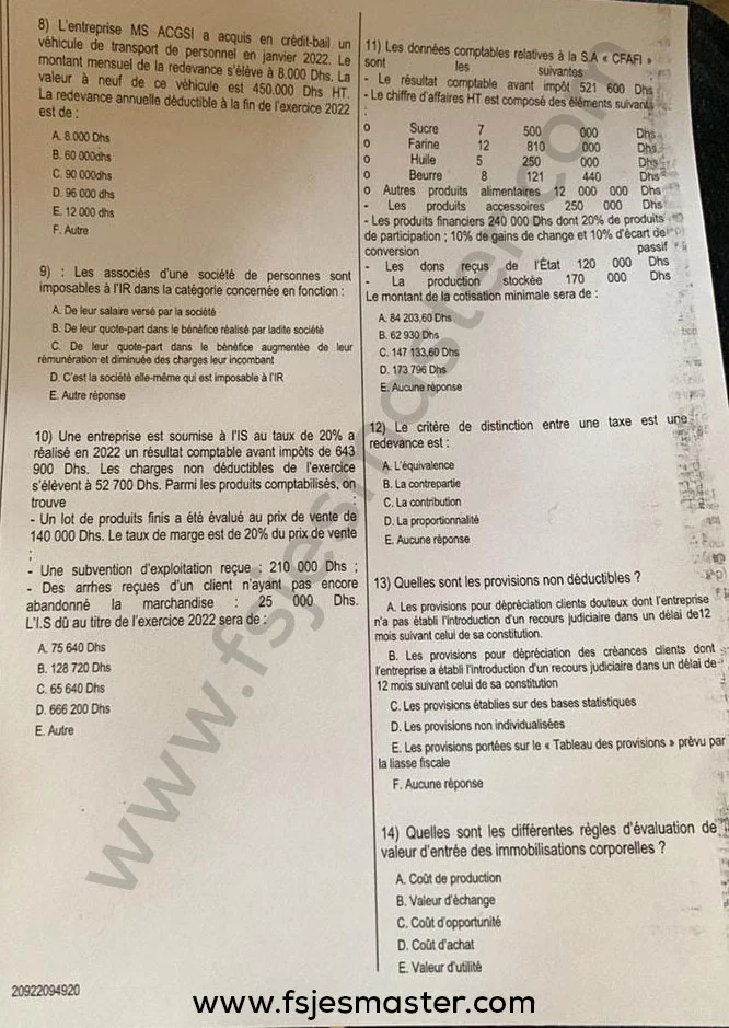 Extrait scanné — FSJES Ain Chock 2022