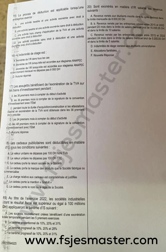 Extrait scanné — FSJES Ain Chock 2022