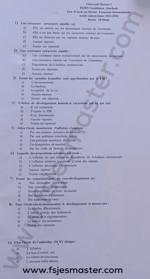 Extrait scanné — FSJES Casablanca Aïn Chock 2023