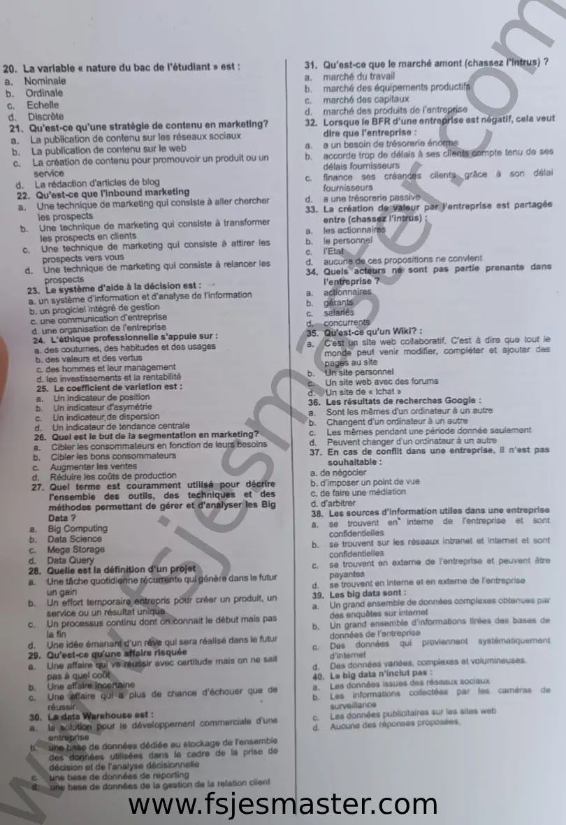 Extrait scanné — FSJES Casablanca Ain Sebaa 2024