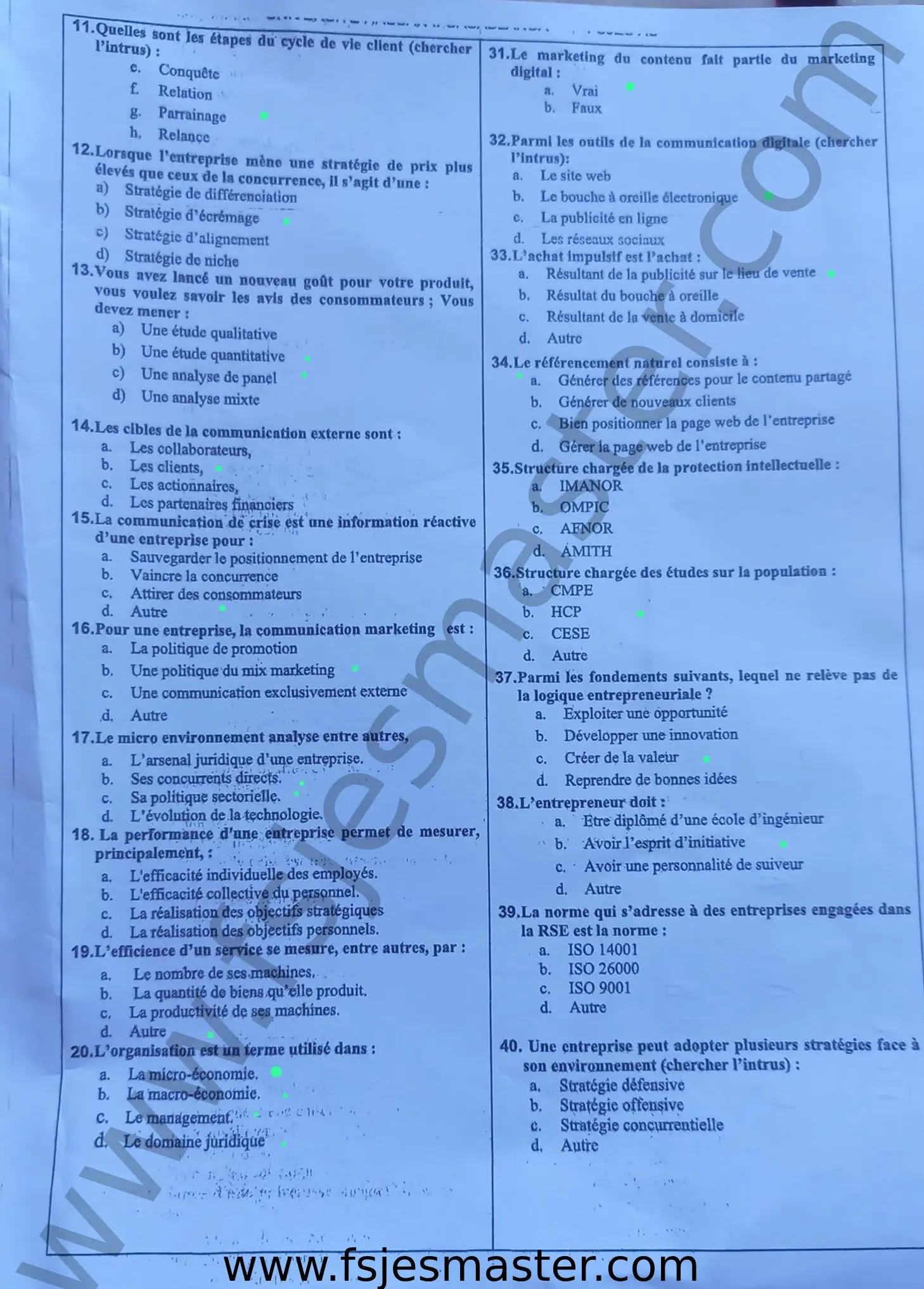 Extrait scanné — FSJES Ain Sebaa 2024