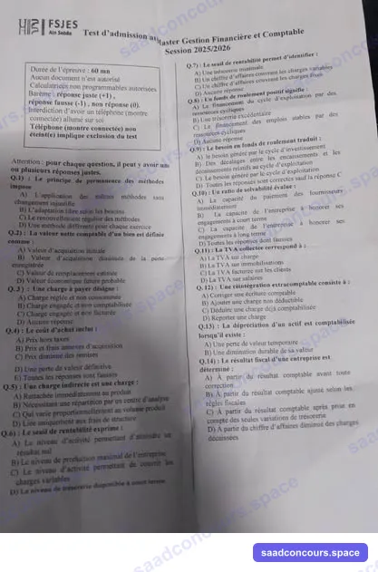 Extrait scanné — FSJES Ain Sebaâ 2025