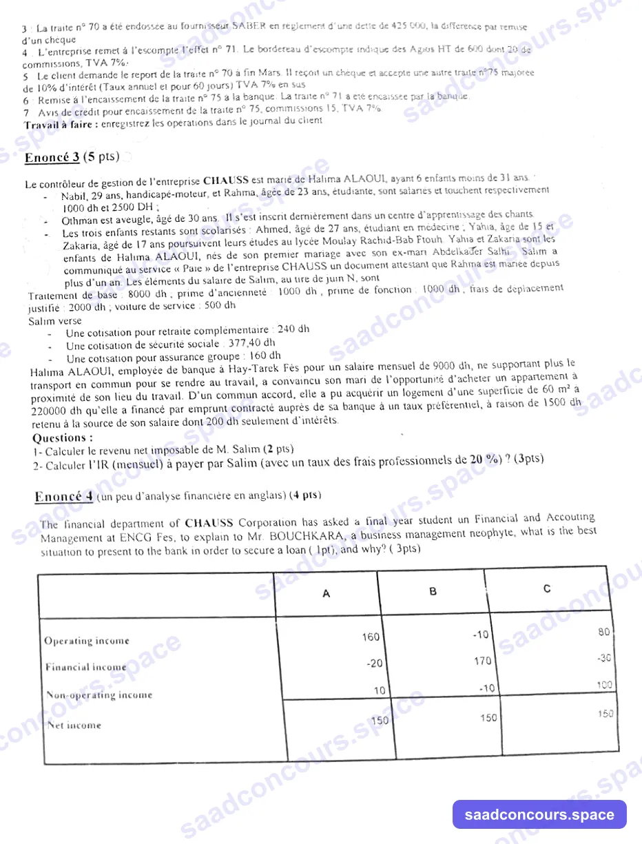 Extrait scanné — ENCG Fès 2016