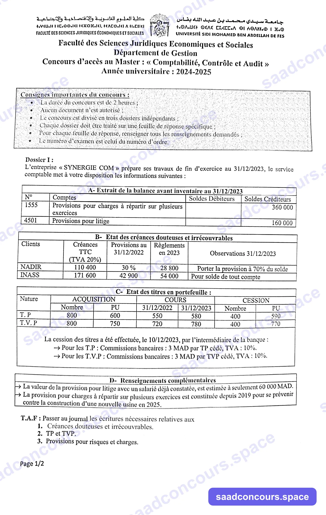 Extrait scanné — FSJES Dhar El Mahraz 2024