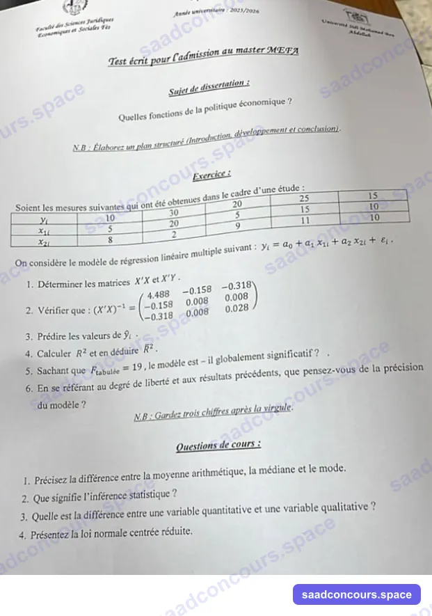 Extrait scanné — FSJES Dhar El Mahraz 2025