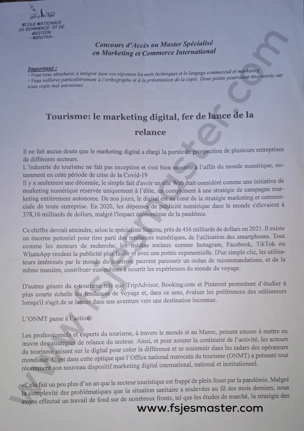 Extrait scanné — ENCG Kénitra 2021