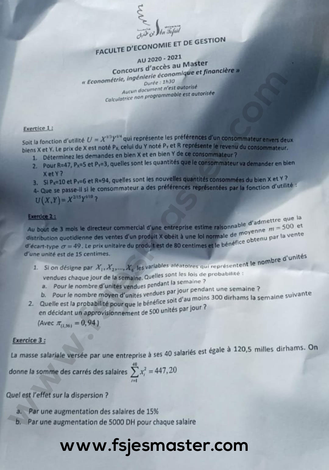 Extrait scanné — FSJES Kénitra 2020