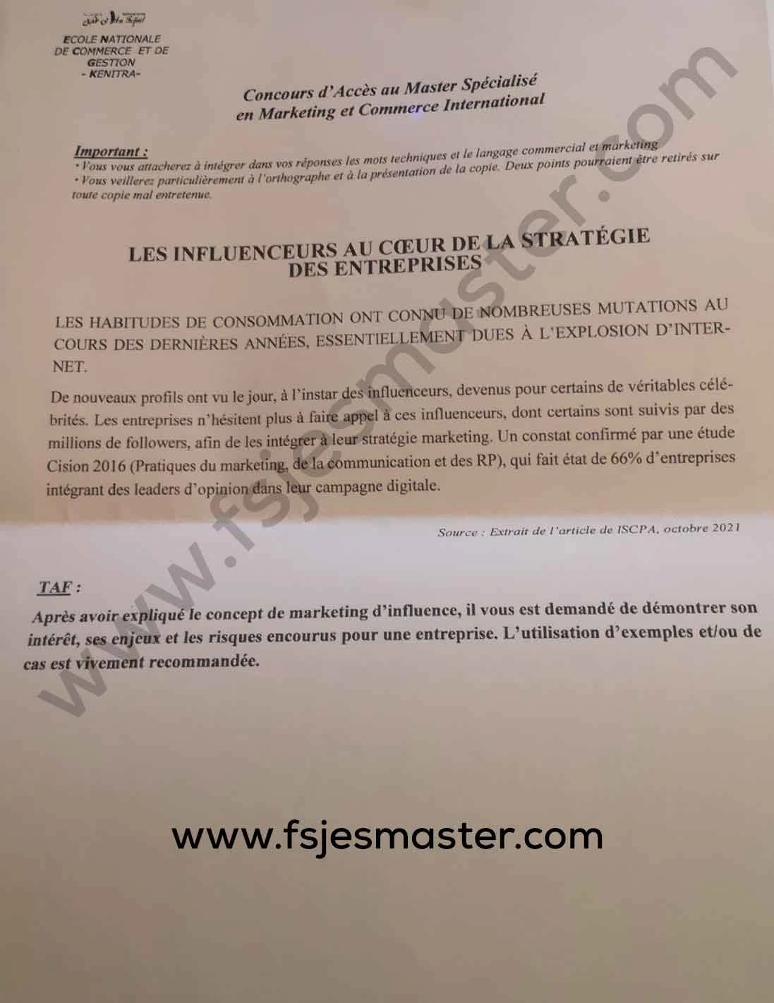 Extrait scanné — ENCG Kénitra 2023