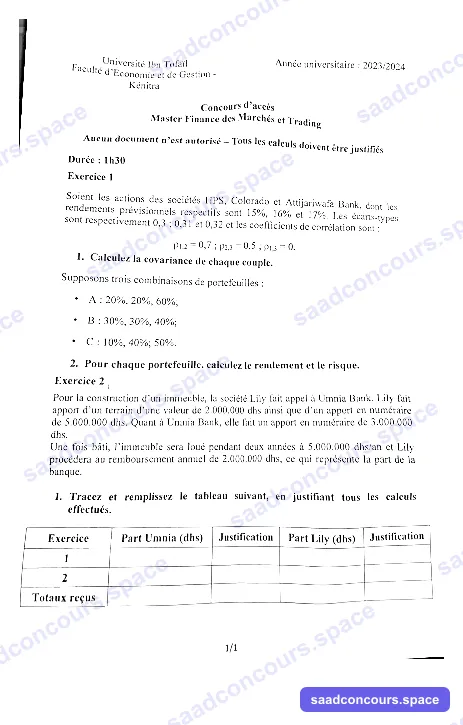 Extrait scanné — FEG Kénitra (FSJES) 2023