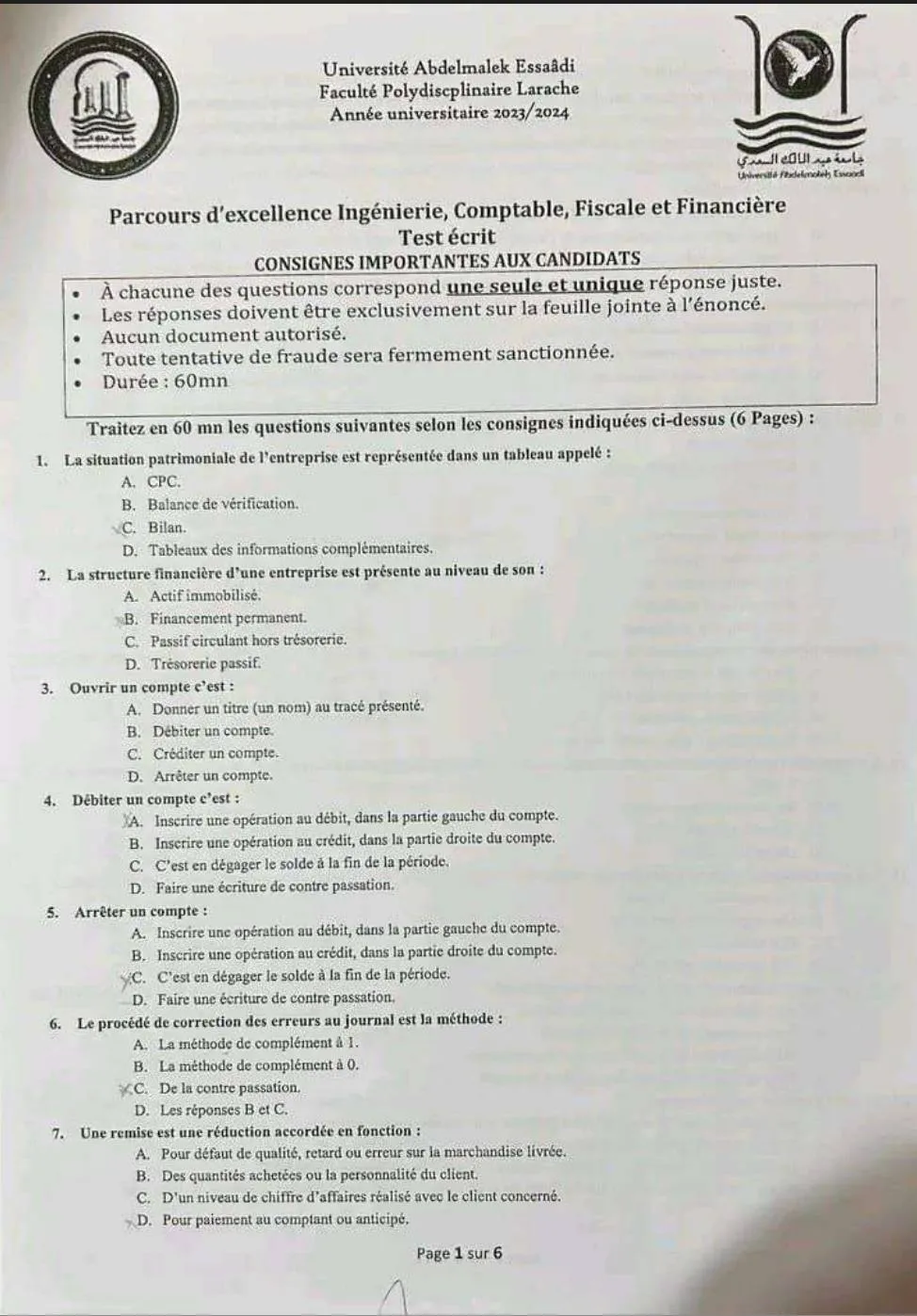 Extrait scanné — Faculté Polydisciplinaire de Larache 2023