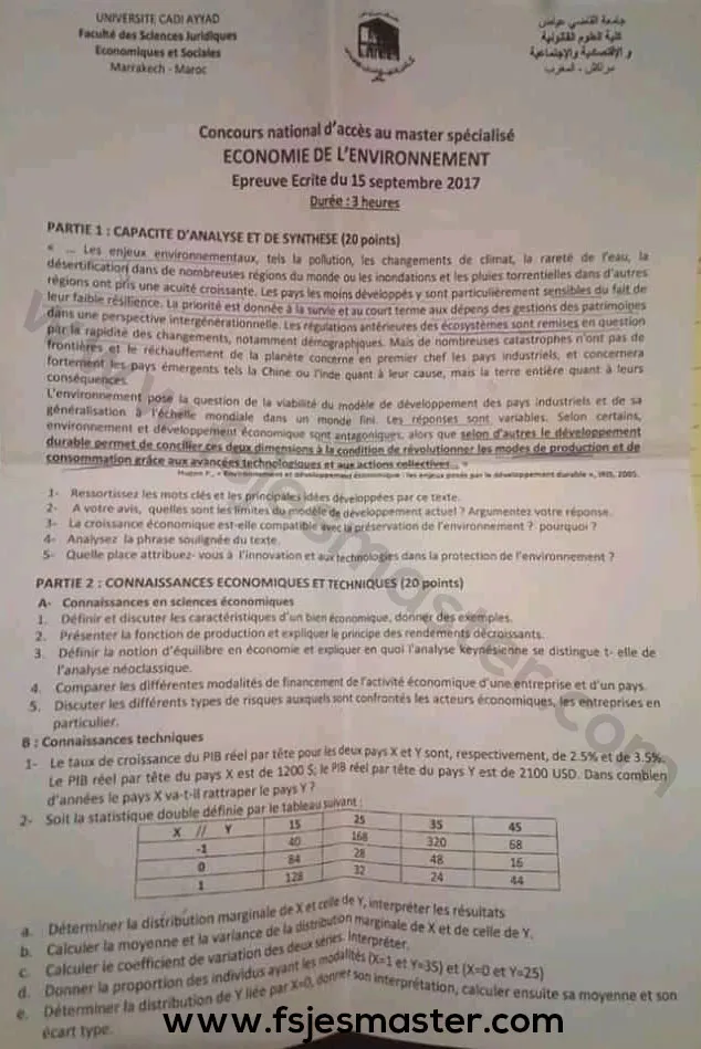 Extrait scanné — FSJES Marrakech 2017