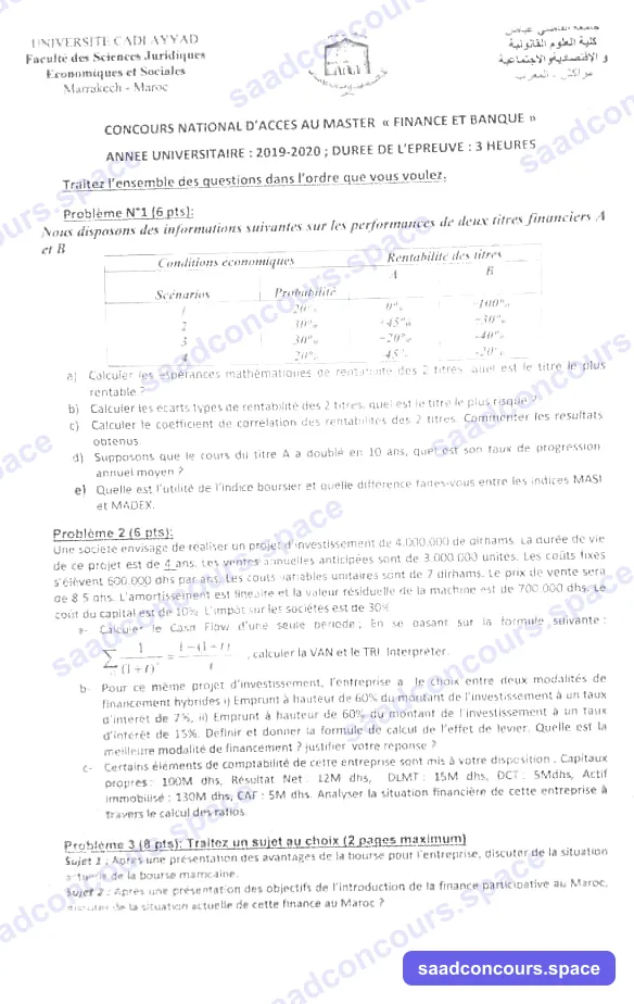 Extrait scanné — FSJES Marrakech (Cadi Ayyad) 2019