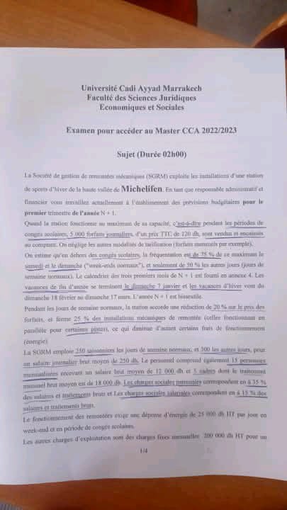 Extrait scanné — FSJES Marrakech (Cadi Ayyad) 2022