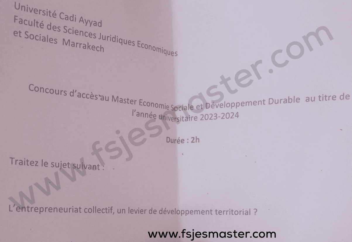 Extrait scanné — FSJES Marrakech 2023
