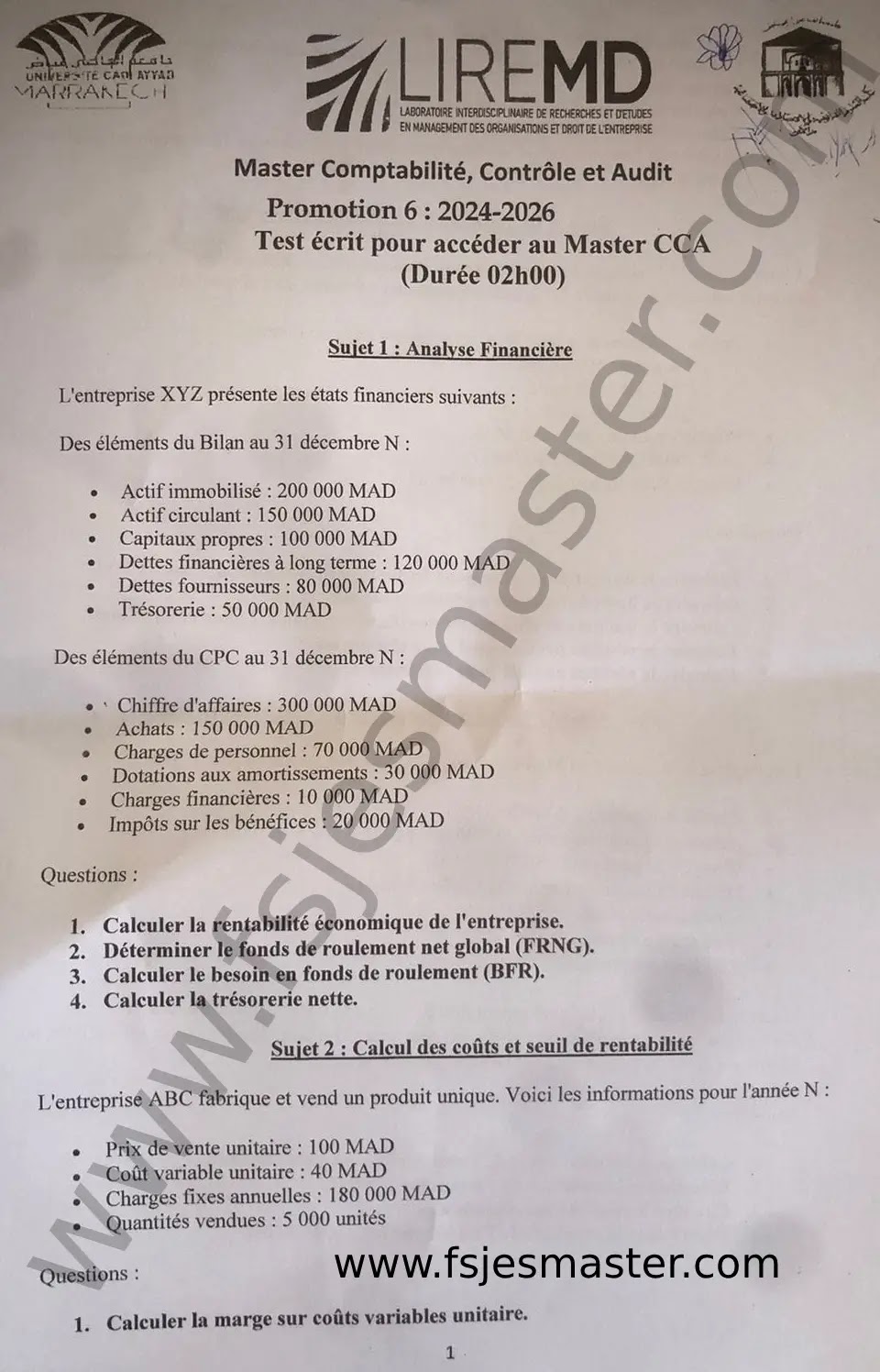 Extrait scanné — FSJES Marrakech 2024