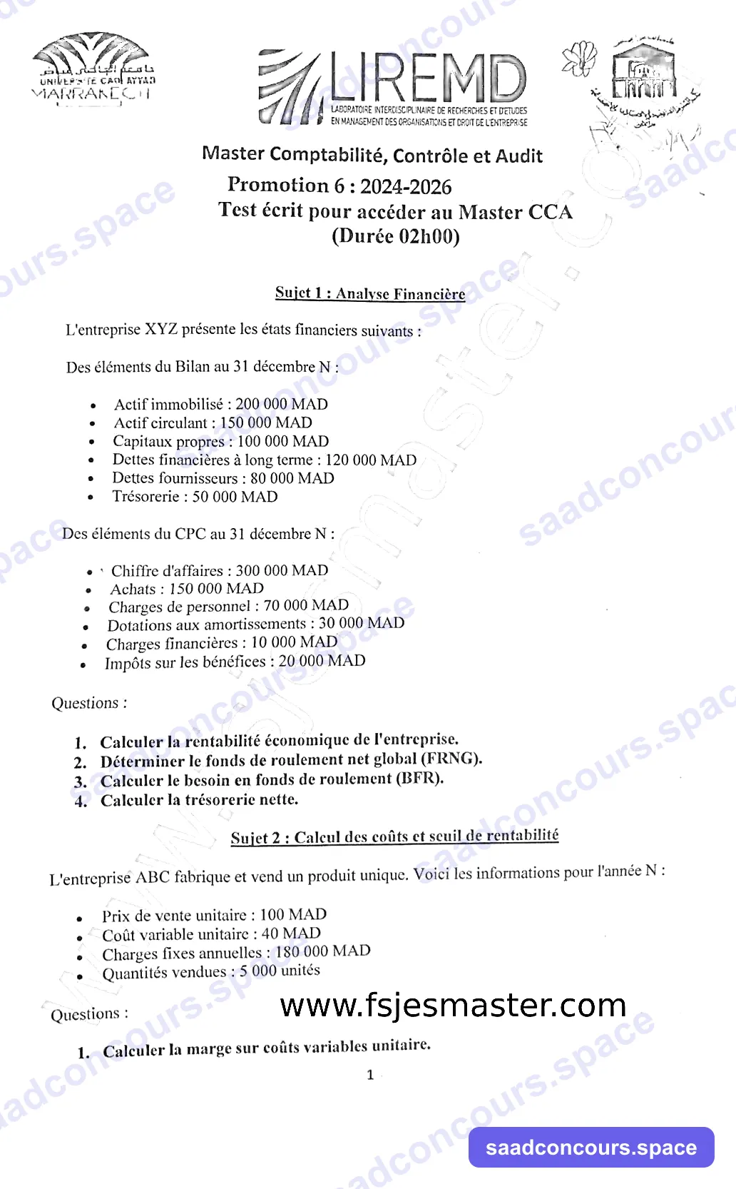 Extrait scanné — FSJES Marrakech 2024