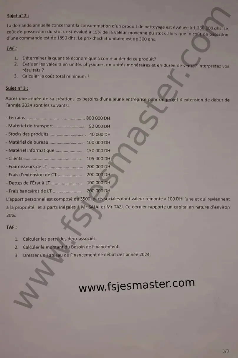 Extrait scanné — FSJES Marrakech 2024