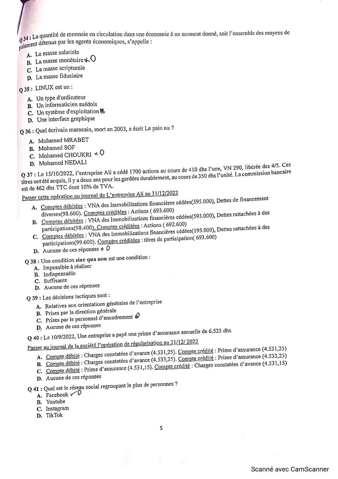 Extrait scanné — FSJES Meknès 2023