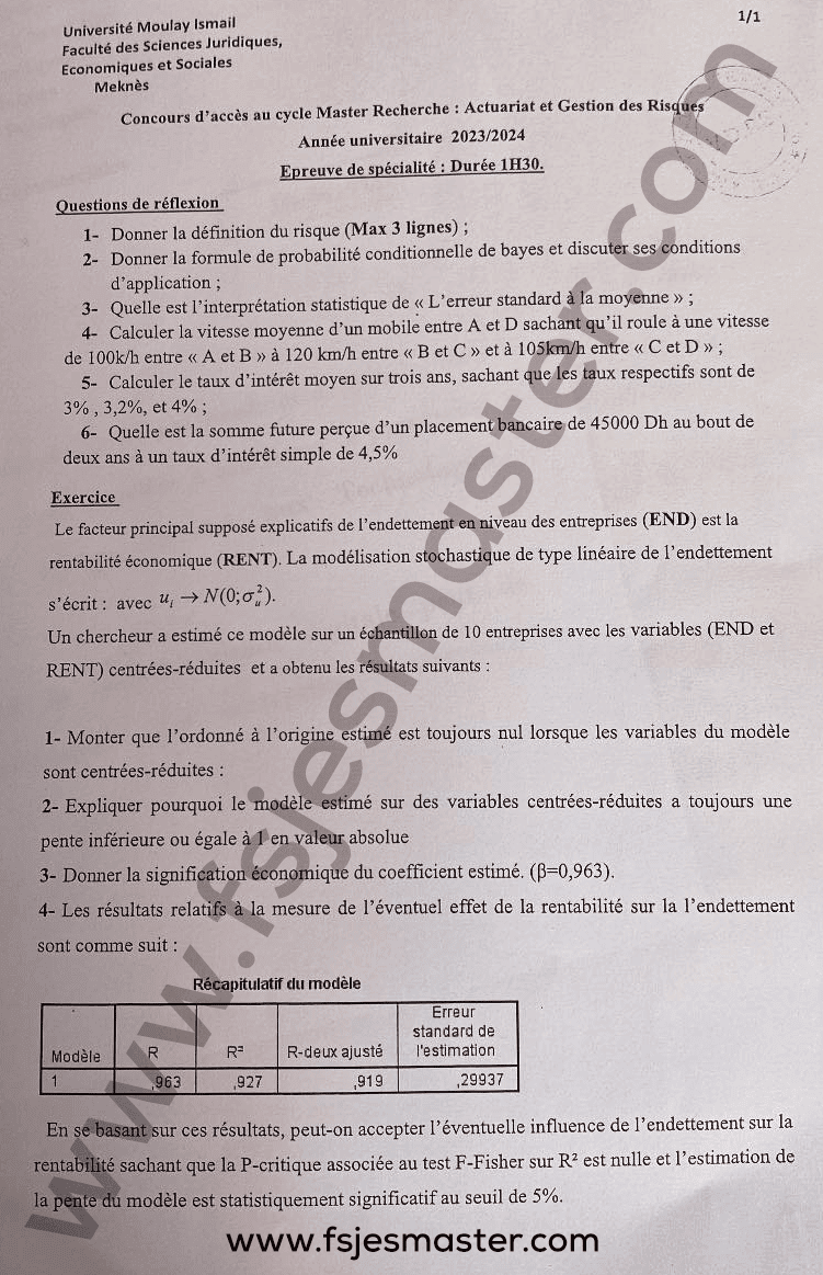 Extrait scanné — FSJES Meknès 2023