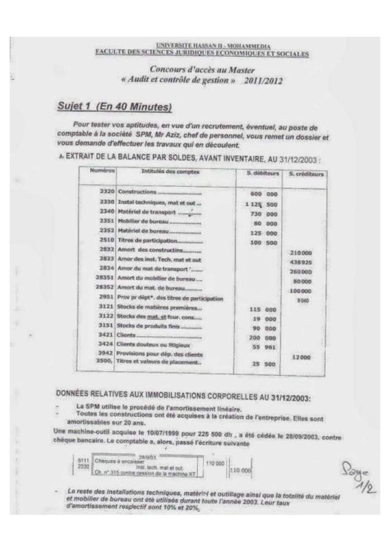 Extrait scanné — FSJES Mohammedia 2012