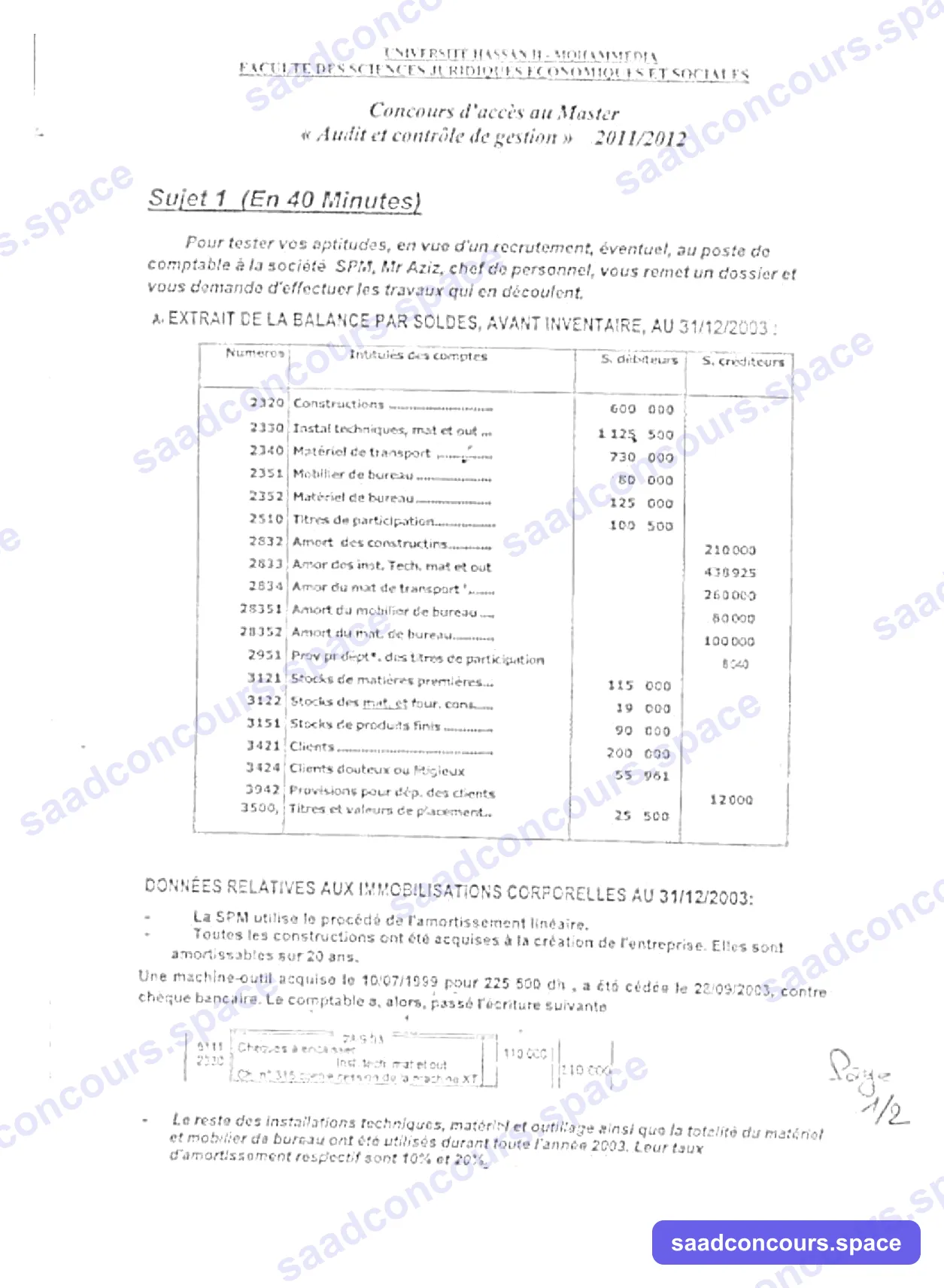 Extrait scanné — FSJES Mohammedia 2012