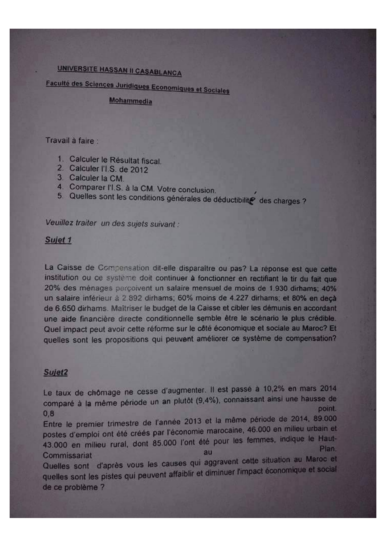 Extrait scanné — FSJES Mohammedia 2014