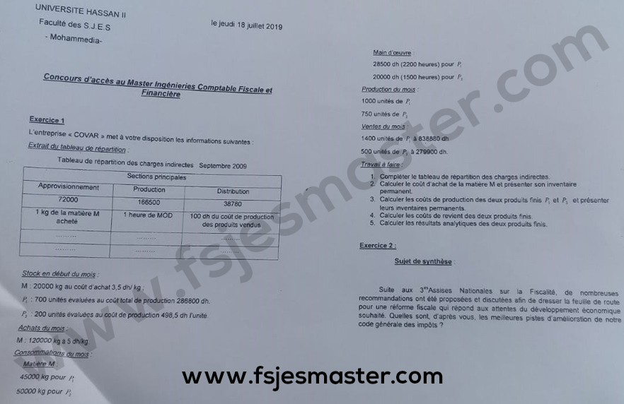 Extrait scanné — FSJES Mohammedia 2019