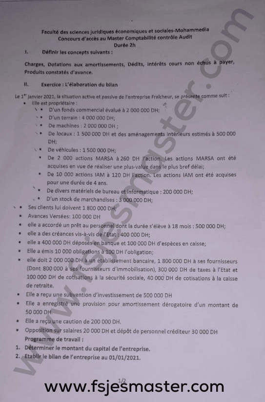 Extrait scanné — FSJES Mohammedia 2020