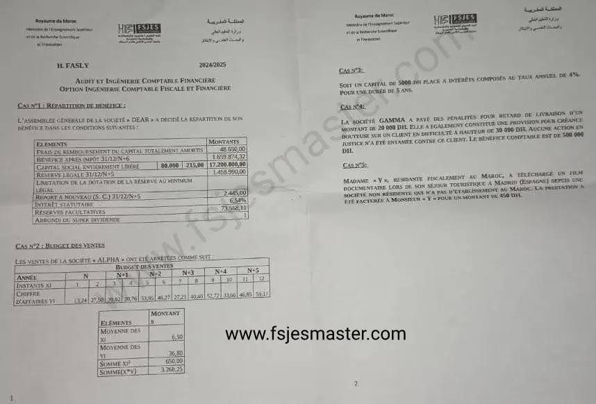 Extrait scanné — FSJES Mohammedia 2024