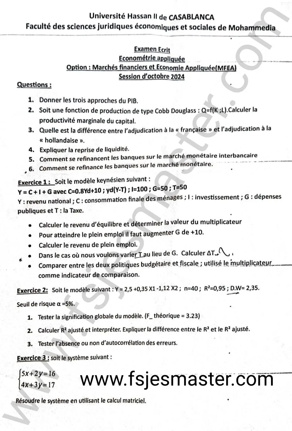 Extrait scanné — FSJES Mohammedia 2024
