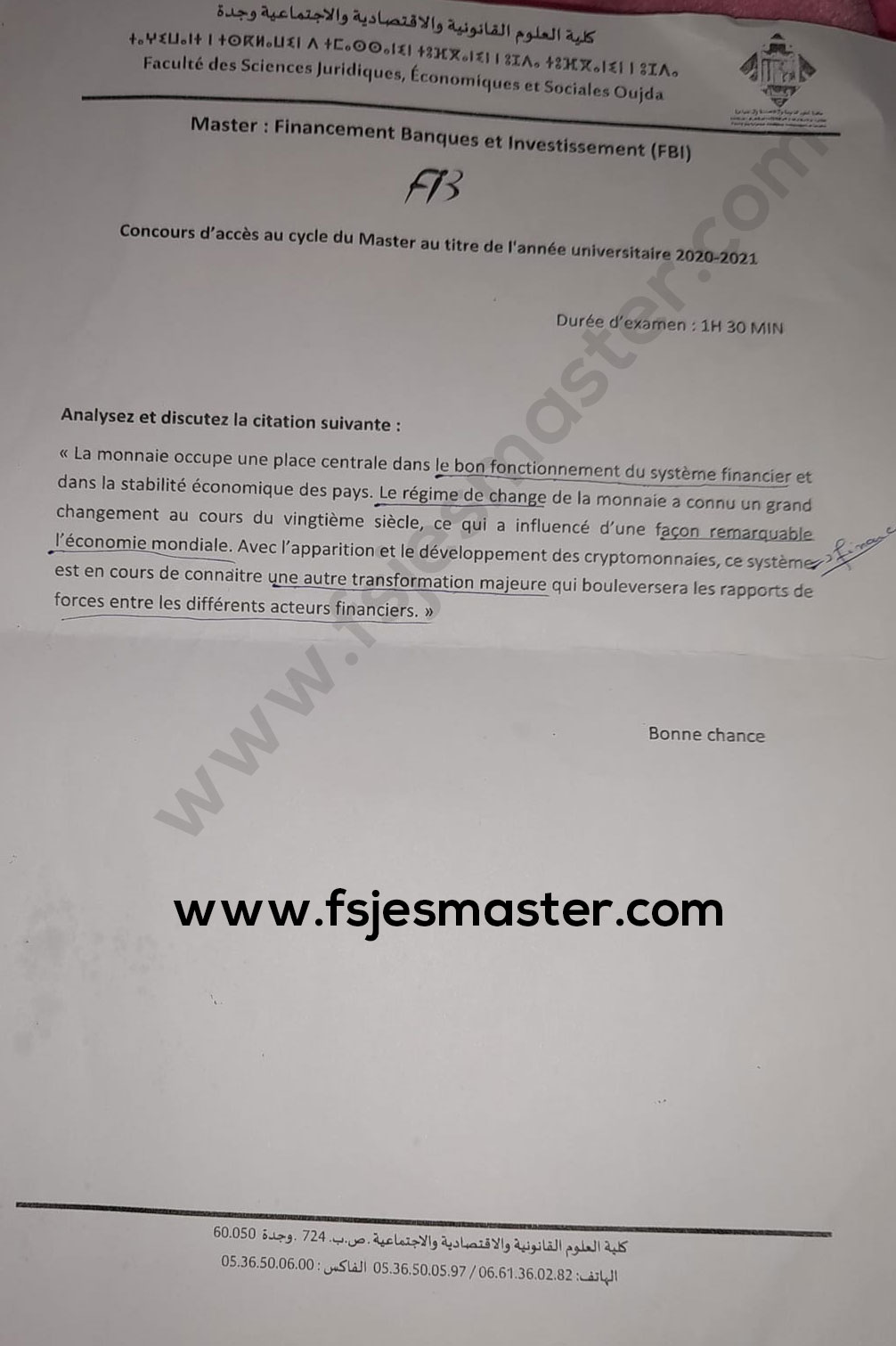 Extrait scanné — FSJES Oujda 2020