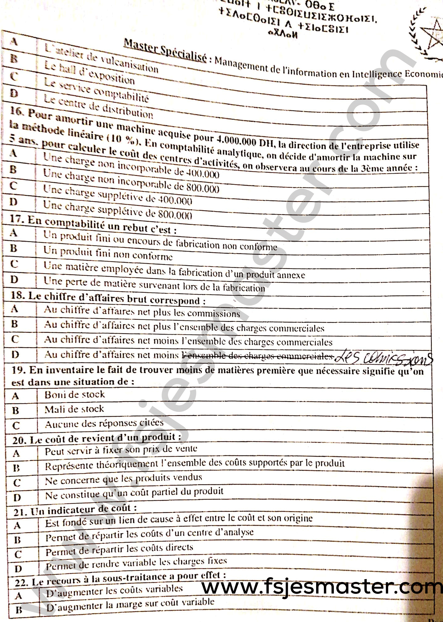 Extrait scanné — FSJES Agdal 2022