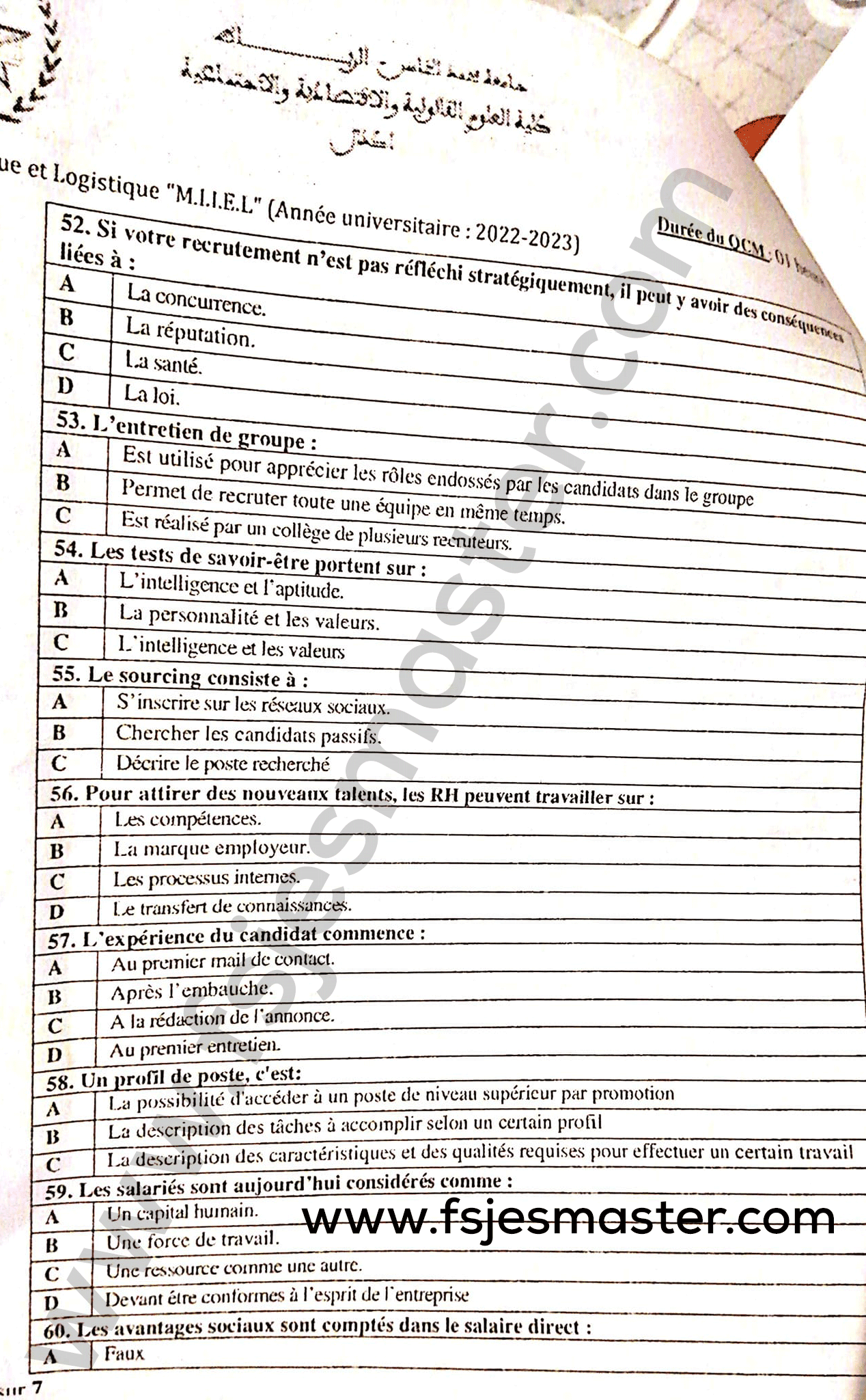 Extrait scanné — FSJES Agdal 2022
