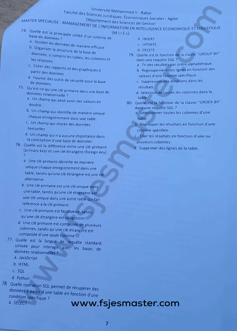 Extrait scanné — FSJES Rabat Agdal 2023