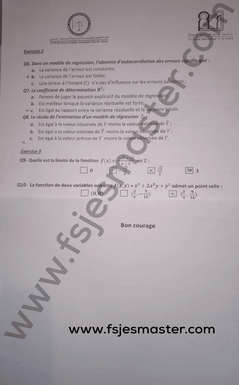 Extrait scanné — FSJES Rabat Souissi 2023
