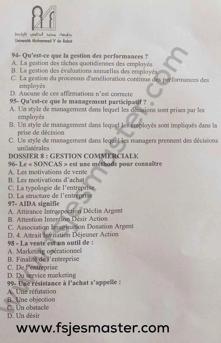 Extrait scanné — FSJES Rabat Souissi 2023