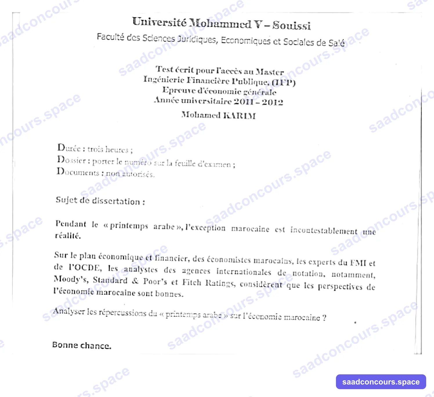 Extrait scanné — FSJES Salé 2012