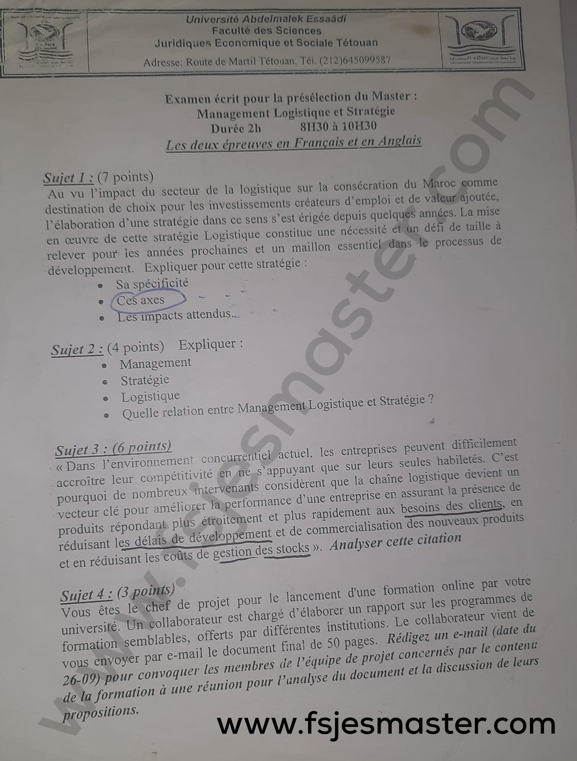 Extrait scanné — FSJES SD