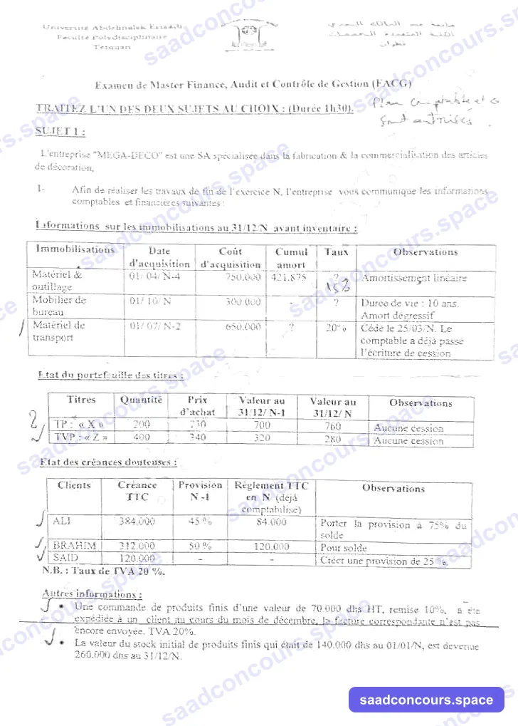 Extrait scanné — Faculté Polydisciplinaire de Tétouan 2017