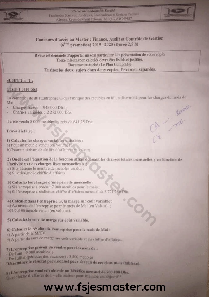 Extrait scanné — FSJES Tétouan 2019