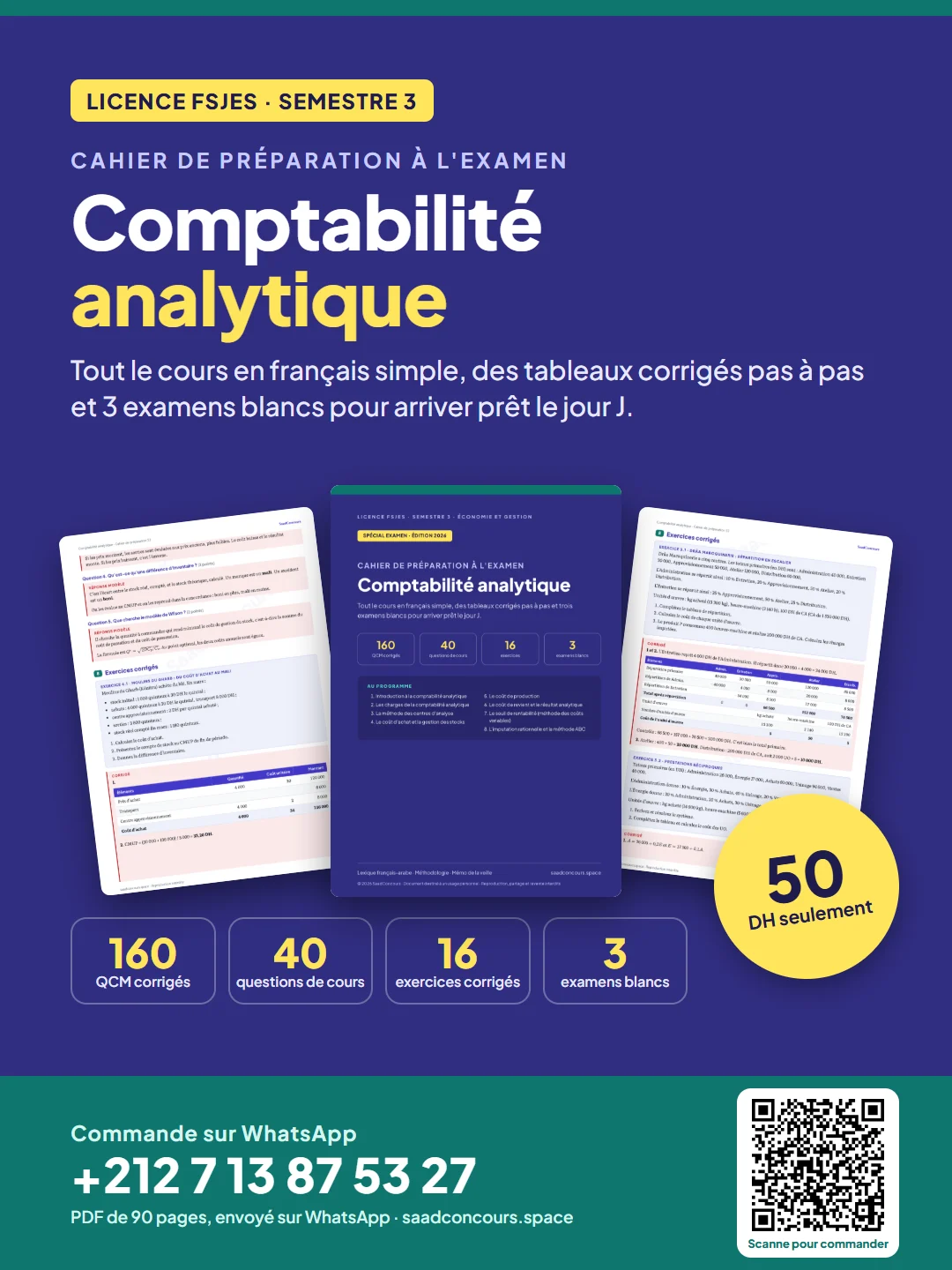 Couverture : Cahier de préparation — Comptabilité analytique (S3)