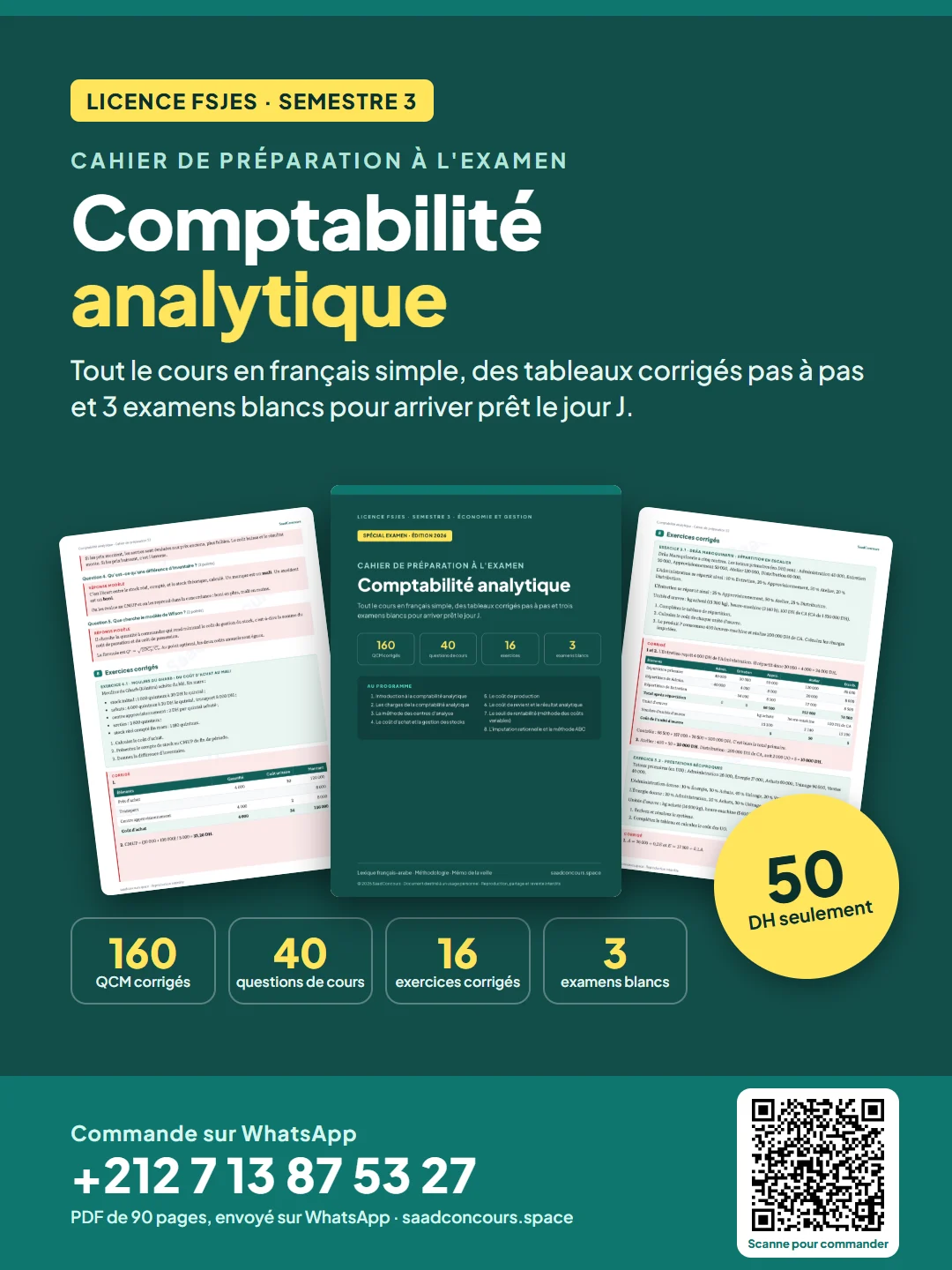 Couverture : Cahier de préparation — Comptabilité analytique (S3)