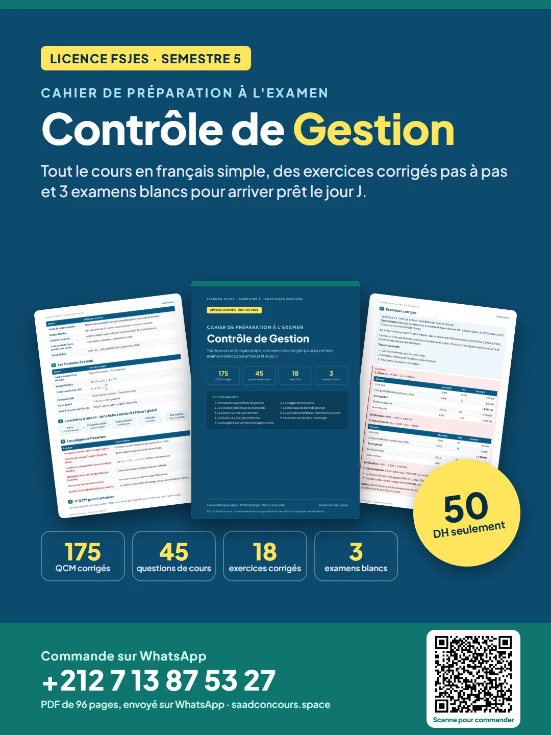 Couverture : Cahier de préparation — Contrôle de Gestion (S5)